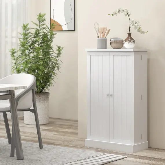 Buy Freestanding Multi-Storage Kitchen Cupboard with Adjustable Shelves White, 8 image