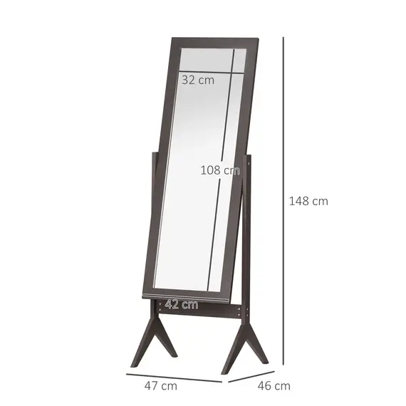 Buy Freestanding Dressing Mirror Bedroom Tall Adjustable Angle 148x47cm Brown, 3 image
