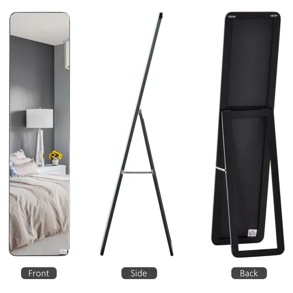 Buy Full Length Mirror, Free Standing or Wall Hanging, Tall Full Body Mirror for Bedroom, Hallway, Black, 5 image
