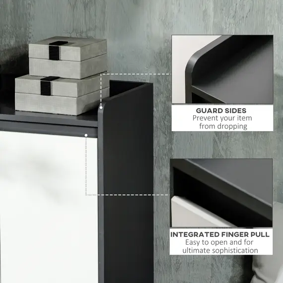 Buy High Gloss Shoe Cabinet with White Doors and Open Shelves, 7 image