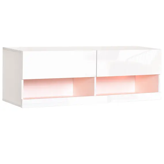 Buy High Gloss TV Stand Cabinet with LED Lights, Wall Mount Media Unit for TVs up to 42 Inch for Living Room Bedroom, 8 image