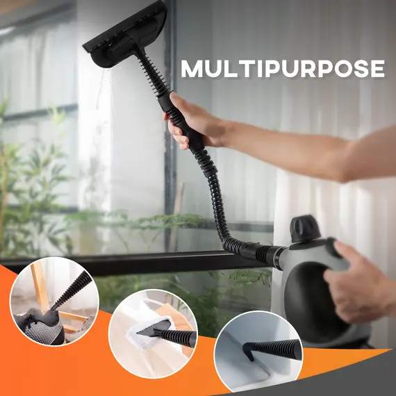 Buy Handheld Steam Cleaner for Chemical Free Cleaning, Portable Multi-purpose Steamer with 9 Pieces Accessory for Kitchen, Bathroom, Window, Car Seat, Carpet, Sofa, 1050W, 350ML Tank, Grey, 7 image