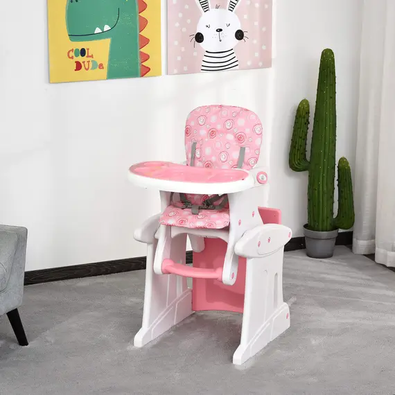 Buy HDPE 3-in-1 Baby Booster High Chair Pink, 2 image