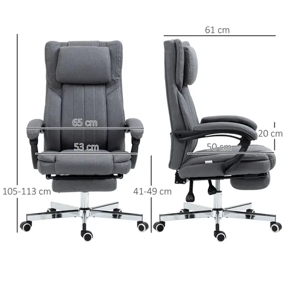Buy High Back Computer Desk Chair, Executive Office Chair with Adjustable Headrest, Footrest, Reclining Back, Dark Grey, 3 image