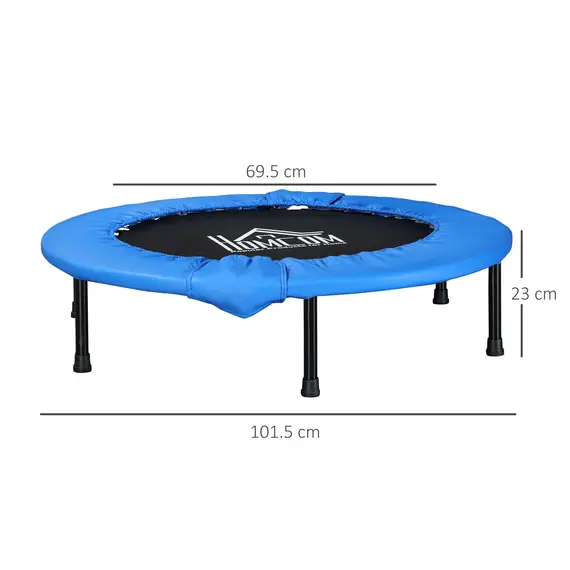 Buy Î¦101 Mini Fitness Trampoline Home Gym Yoga Exercise Rebounder Indoor Outdoor Jumper with Safety Pad, Support Up to 100 KG, Blue and Black, 3 image