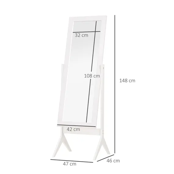 Buy Freestanding Dressing Mirror Bedroom Tall Adjustable Angle 148x47cm White, 3 image