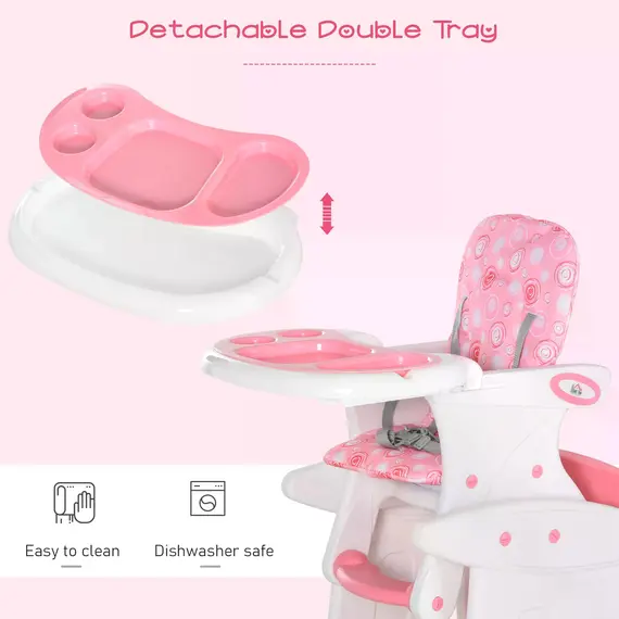 Buy HDPE 3-in-1 Baby Booster High Chair Pink, 8 image