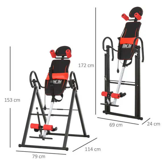 Buy Gravity Inversion Table with Safety Belt Adjustable Hand Stand, Red, 3 image