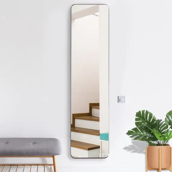Buy Full Length Mirror, Free Standing or Wall Hanging, Tall Full Body Mirror for Bedroom, Hallway, Black, 8 image