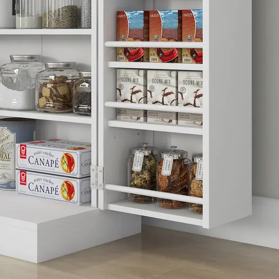 Buy Freestanding Multi-Storage Kitchen Cupboard with Adjustable Shelves White, 9 image
