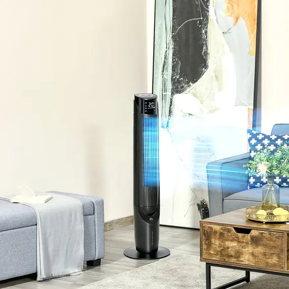 Buy Ice Cooling Tower Fan, Water Conditioner Evaporative Air Cooler Unit with 4 Modes, 3 Speed, Remote Control, Timer, Oscillating for Home Bedroom, Black, 2 image