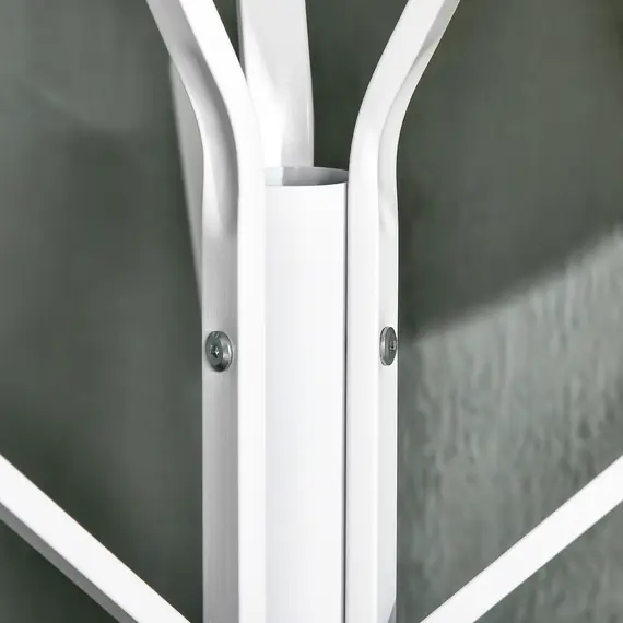 Buy Freestanding Metal Coat Rack Stand 9 Hooks Clothes Tree with 1 Shelf Hat Display Hall Tree Hanger Bag Umbrella Hanging Organiser White, 8 image