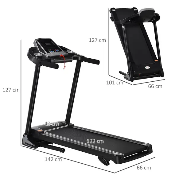 Buy Folding Treadmill, 2.0HP Incline Treadmill Running Machine, 12.8 km/h, with LED Display, Manual Incline, 12 Preset Programs, Drink & Phone Holder for Home Gym Fitness, 3 image