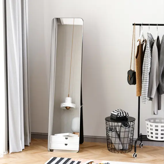 Buy Full Length Mirror, Free Standing or Wall Hanging, Tall Full Body Mirror for Bedroom, Hallway, Black, 2 image