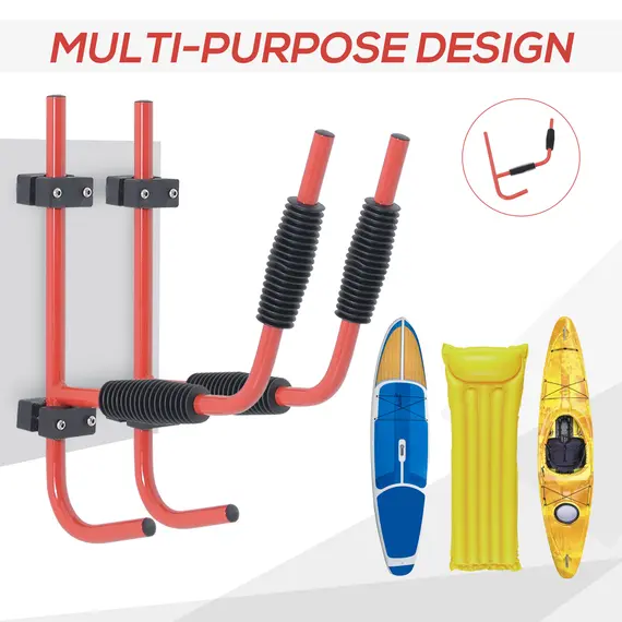 Buy Kayak Canoe Heavy Duty Wall Mounted Storage Holder Rack Heavy Duty Storing Hangers Red, 6 image