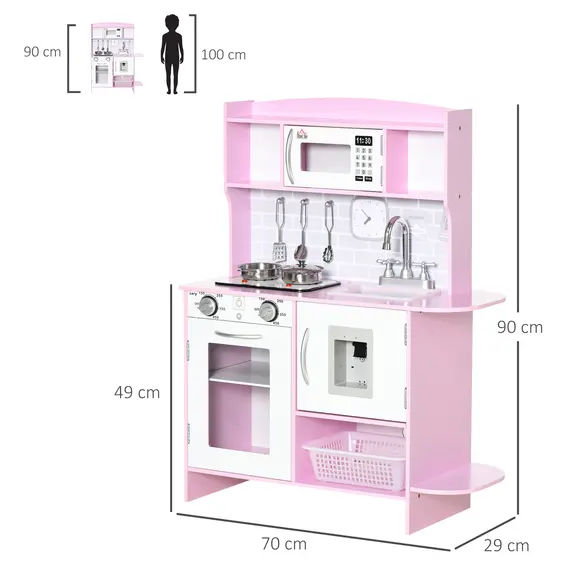Buy Kids Kitchen Playset, with Lights, Sounds, Microwave, Sink and Storage - Pink, 3 image