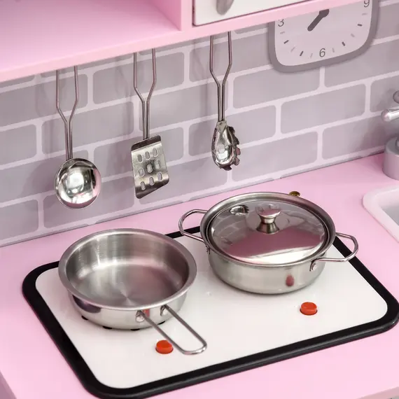 Buy Kids Kitchen Playset, with Lights, Sounds, Microwave, Sink and Storage - Pink, 9 image