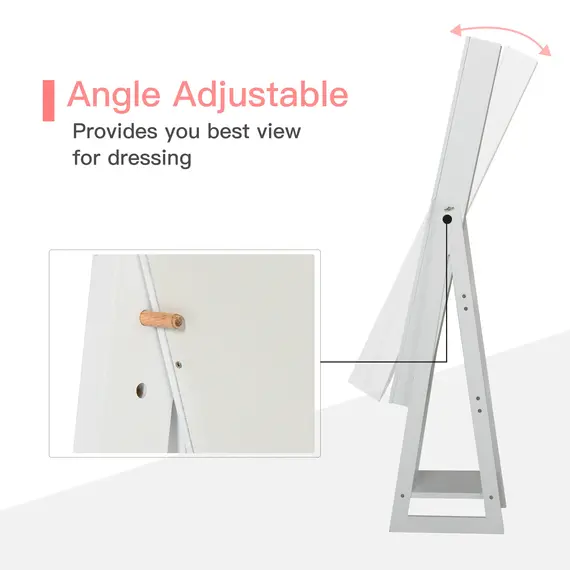 Buy Jewellery Cabinet, Standing Mirror with LED Lights, Full-Length Mirror with Storage Drawers, Hooks and Shelves, Make-Up Armoire, Jewellery Organiser for Bedroom, White, 7 image