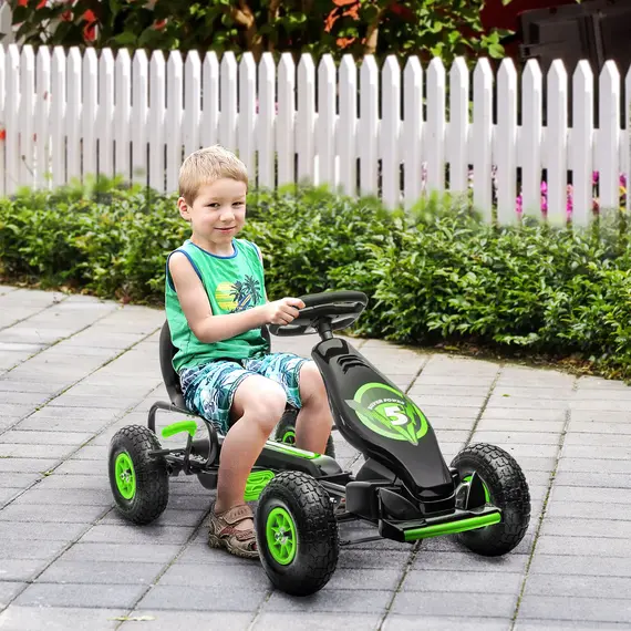 Buy Kids Pedal Go Kart, with Adjustable Seat, Inflatable Tyres - Green, 2 image