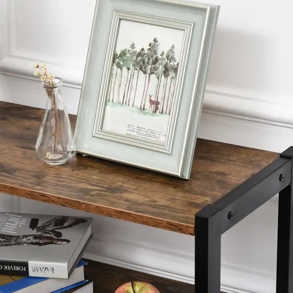 Buy Industrial Bookshelf, Storage Cabinet with 3-Tier with Doors, for Home Office, Living Room Rustic Brown, 9 image