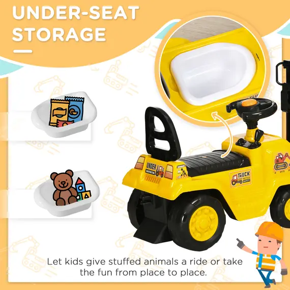 Buy Kids Ride-On Construction Car, with Fork, Tray, Sounds - Yellow, 5 image
