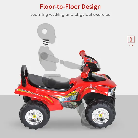 Buy Kids Children Ride-on Toy Off Road Style Quad Bike Racing Car NO POWER 4 Wheels Horn Music Red, 6 image