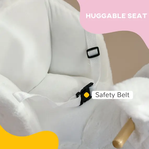 Buy Kids Rabbit-Shaped Rocking Horse, with Safety Belt, Realistic Sounds, for Ages 18-36 Months - White, 6 image
