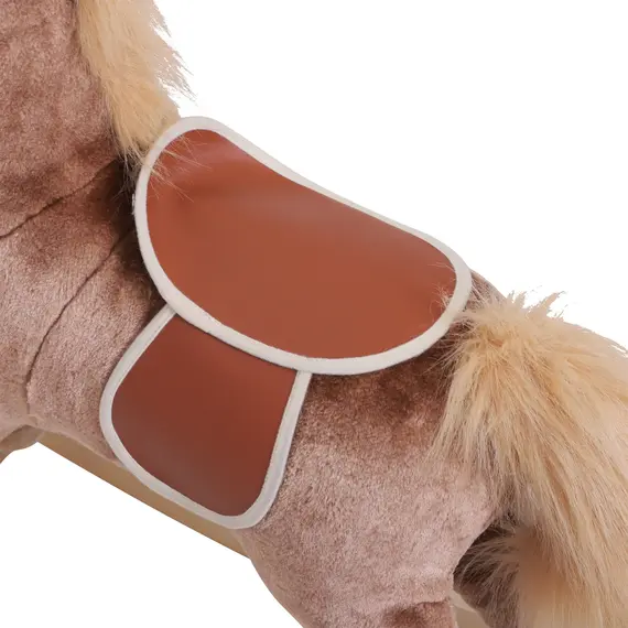 Buy Kids Children Plush Rocking Horse Wooden Base Ride On Toy Rocker with Handle Grip Traditional Toy Fun Gift for Age 3+ (Brown), 8 image