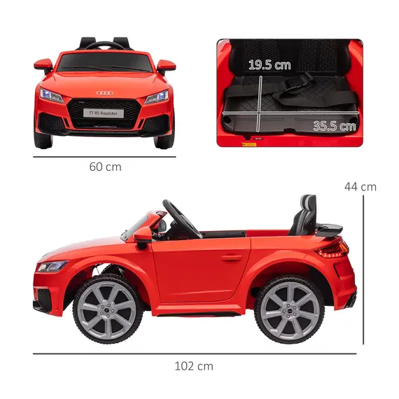 Buy Kids Licensed Audi TT Ride-On Car 12V Battery w/ Remote Suspension Headlights and MP3 Player 3km/h Red, 3 image