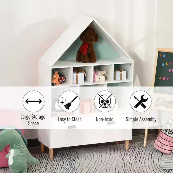 Buy Kids House-Designed Bookshelf, with Drawer - Blue & White, 7 image