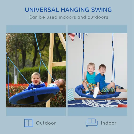 Buy Kid Nest Swing Seat Saucer Tree Swing 40 Inch/100cm for Outdoor Indoor Blue, 5 image