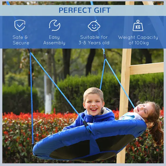 Buy Kid Nest Swing Seat Saucer Tree Swing 40 Inch/100cm for Outdoor Indoor Blue, 4 image