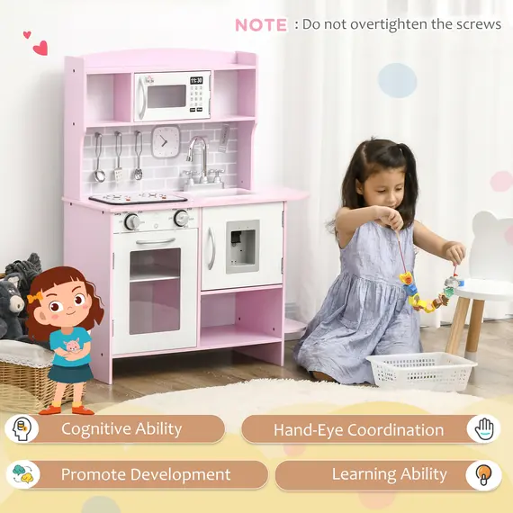 Buy Kids Kitchen Playset, with Lights, Sounds, Microwave, Sink and Storage - Pink, 6 image