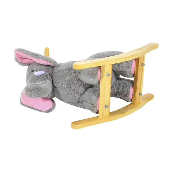 Buy Kids Children Rocking Horse Plush Ride on Animal Wooden Riding Traditional Rocker Gift w/32 nursery rhymes (Grey Elephant), 9 image