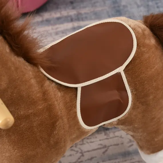 Buy Kids Plush Rocking Horse w/ Sound Moving Mouth Wagging Tail Children Rocker Ride On Toy Gift 3-6 Years Brown, 9 image