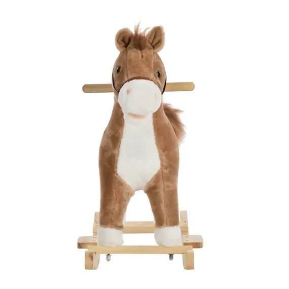 Buy Kids Plush Rocking Horse w/ Sound Moving Mouth Wagging Tail Children Rocker Ride On Toy Gift 3-6 Years Brown, 8 image