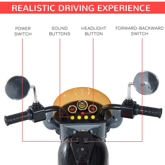 Buy Kids Ride On Toy Car Motorbike Electric Scooter 6V Battery Operated Toy Trike-Black, 5 image