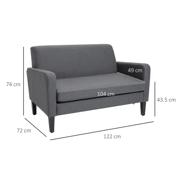 Buy Linen Modern-Curved 2-Seat Sofa Loveseat w/ Thick Cushion Wood Legs Foot Pads Single Compact Home Furniture Grey, 3 image