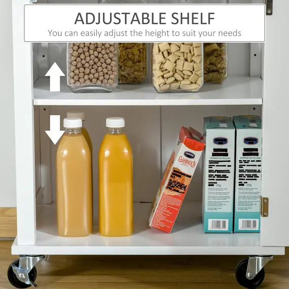 Buy Kitchen Cart Storage Trolley Wooden Cabinet with Drawer Cupboard Towel Rail White, 6 image