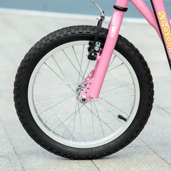 Buy Kids Scooter, Teen Kick Scooter with Rubber Wheels, 16" Front Wheel, Height Adjustable Handlebar, Dual Brakes, Kick Stand, for 5+ Years, Pink, 9 image