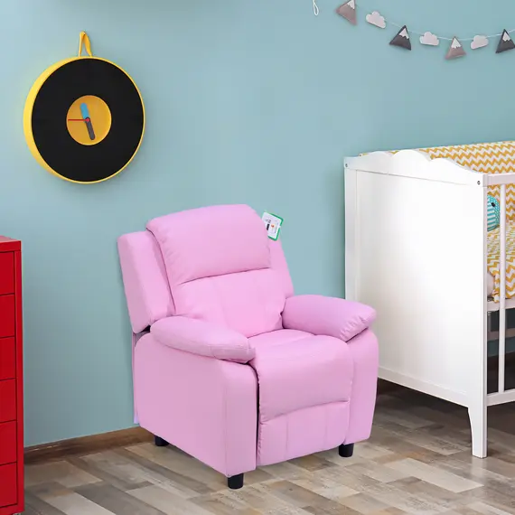 Buy Kids Sofa Armchair Toddler Recliner Children's  Chair Lounger Games Chair  PU Leather w/ Storage  (Pink), 2 image