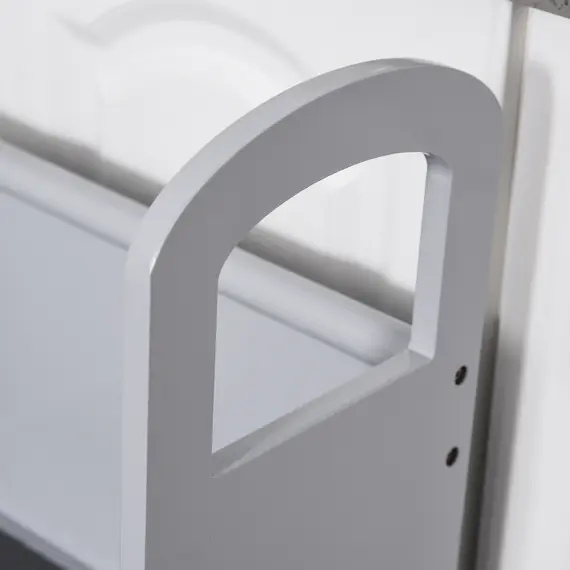 Buy Kids Wooden Step Stool Kitchen Helper w/ Non-Slip Panels Handles Child Toddler Home Help 3 - 8 Yrs Grey, 7 image