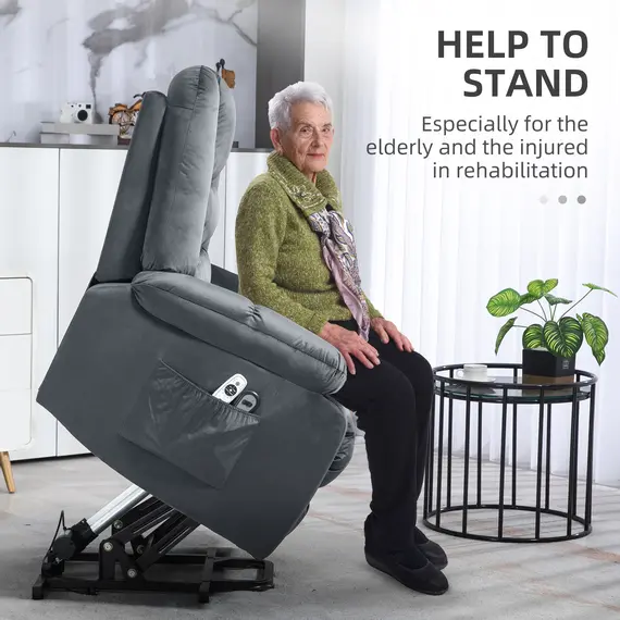 Buy Leathaire Eight Massage Point Armchair, with Heat and Reclining Back - Grey, 4 image