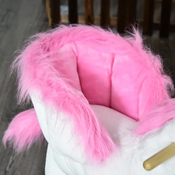 Buy Kids Rocking Horse Unicorn Wooden Plush Ride On Chair Toy with Music 1.5-3 Years, 8 image
