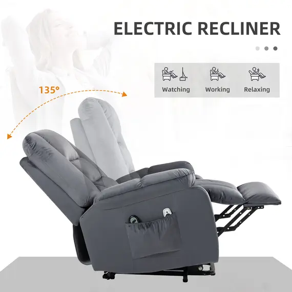 Buy Leathaire Eight Massage Point Armchair, with Heat and Reclining Back - Grey, 5 image