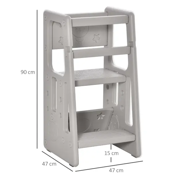 Buy Kids Step Stool, with Adjustable Platform and Non-Slip Mat - Grey, 3 image