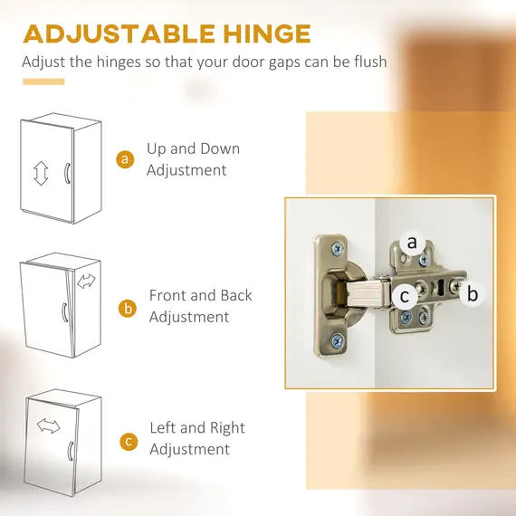 Buy Kitchen Cupboard with 6-tier Shelving, Freestanding Storage Cabinet, Pantry Cupboard with 3 Open Compartments and Double-door Cabinet with Adjustable Shelves, White, 7 image