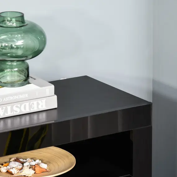 Buy LED Storage Cabinet, Cupboard with High Gloss Front and RGB Lighting, Modern Sideboard for Entryway, Dining Area, Living Room, Black, 8 image