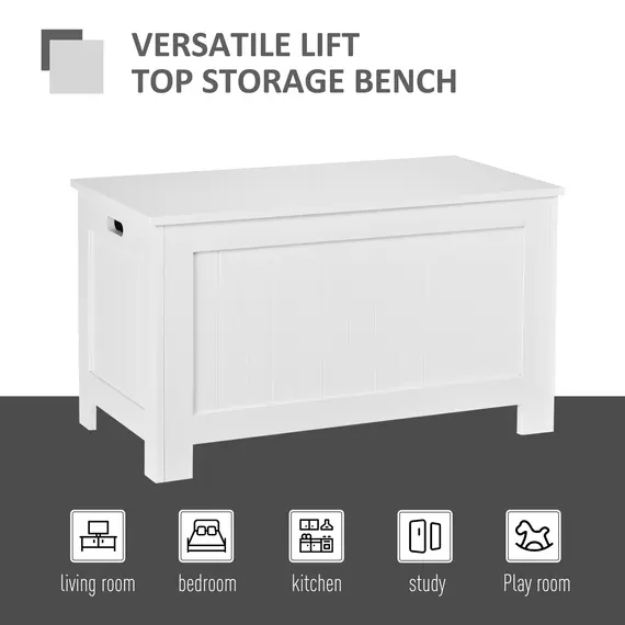 Buy Lift Top Storage Chest Toy Box Organizer with Lid and Safety Hinges for Bedroom Entryway Living Room - White, 7 image