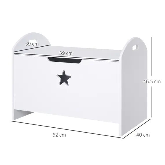 Buy Kids Wooden Toy Box Organizer Children's Toy Storage with Lid Safety Hinge Side Handle Playroom Furniture White, 3 image